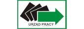 logo Urzędu Pracy. Na białym tle, otoczonym zieloną ramką, znajduje się stylizowana grafika