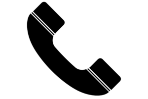 Ikona przedstawiająca słuchawkę telefoniczną w kolorze czarnym z białymi podwójnymi liniami na obu końcach, ułożona po przekątnej.